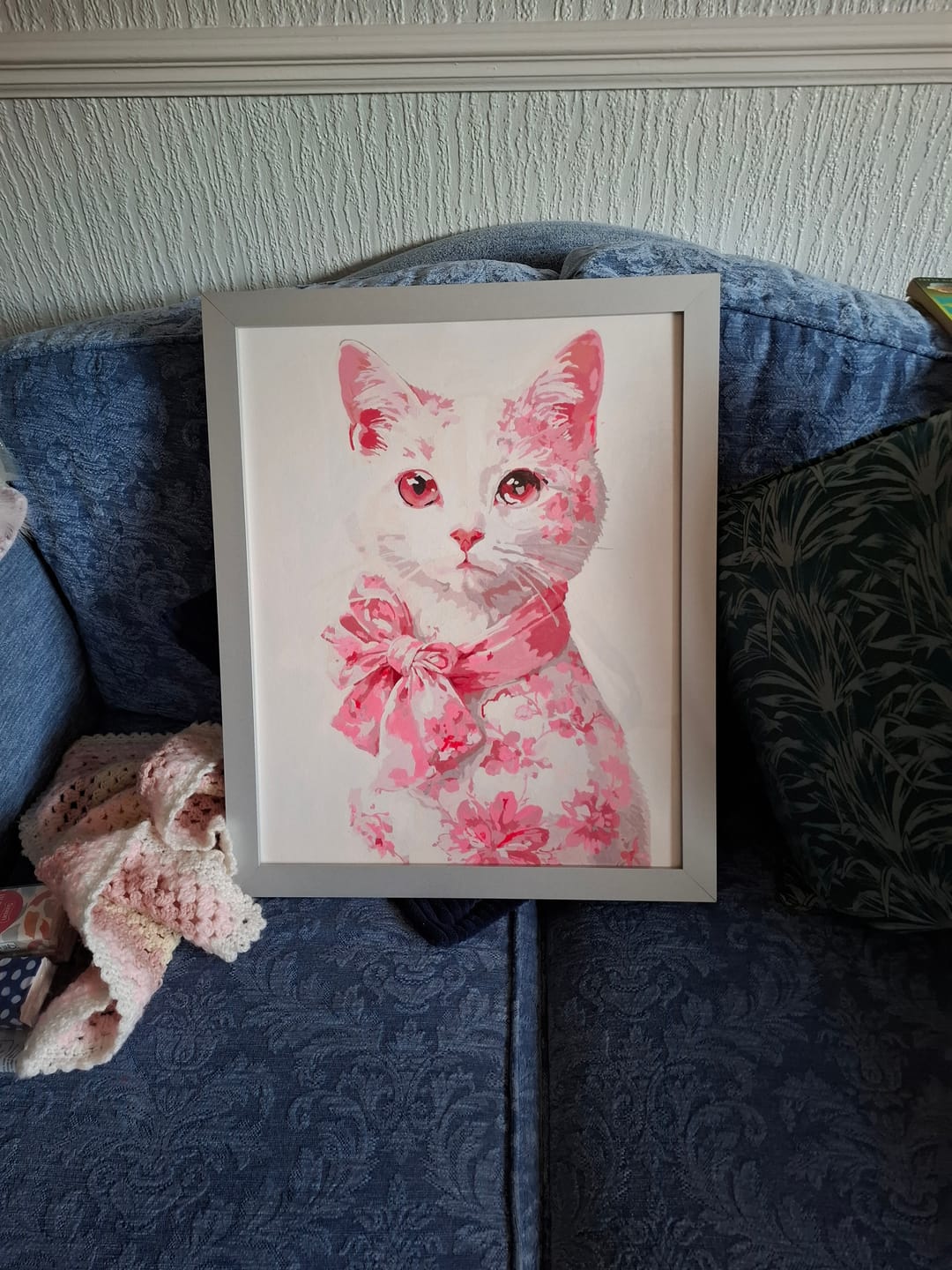Customer photo review of Delft Pink Cat | Paint by Number