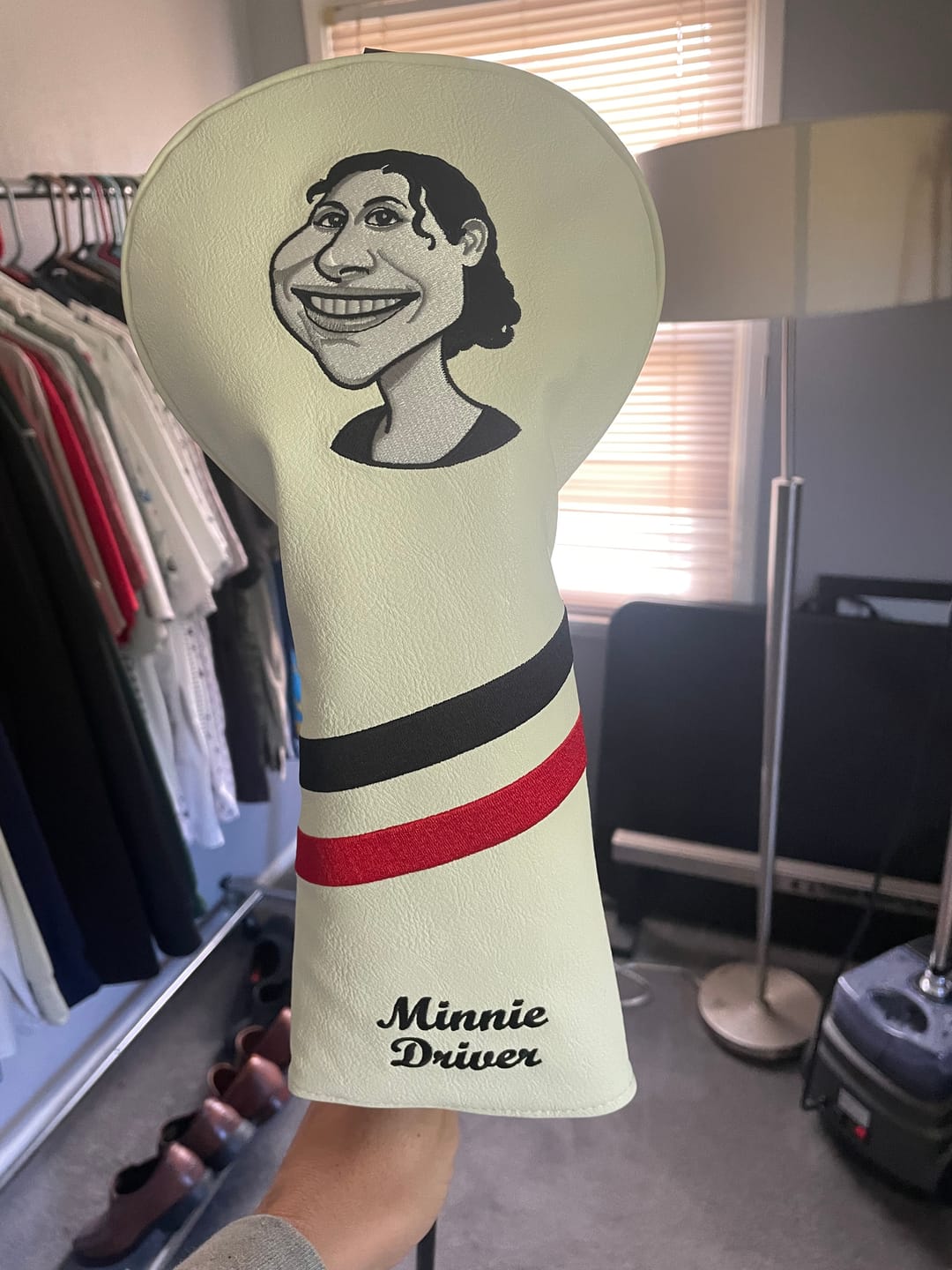 Customer photo review of Personalized Diagonal Stripes Wood Head Covers With Your Logo