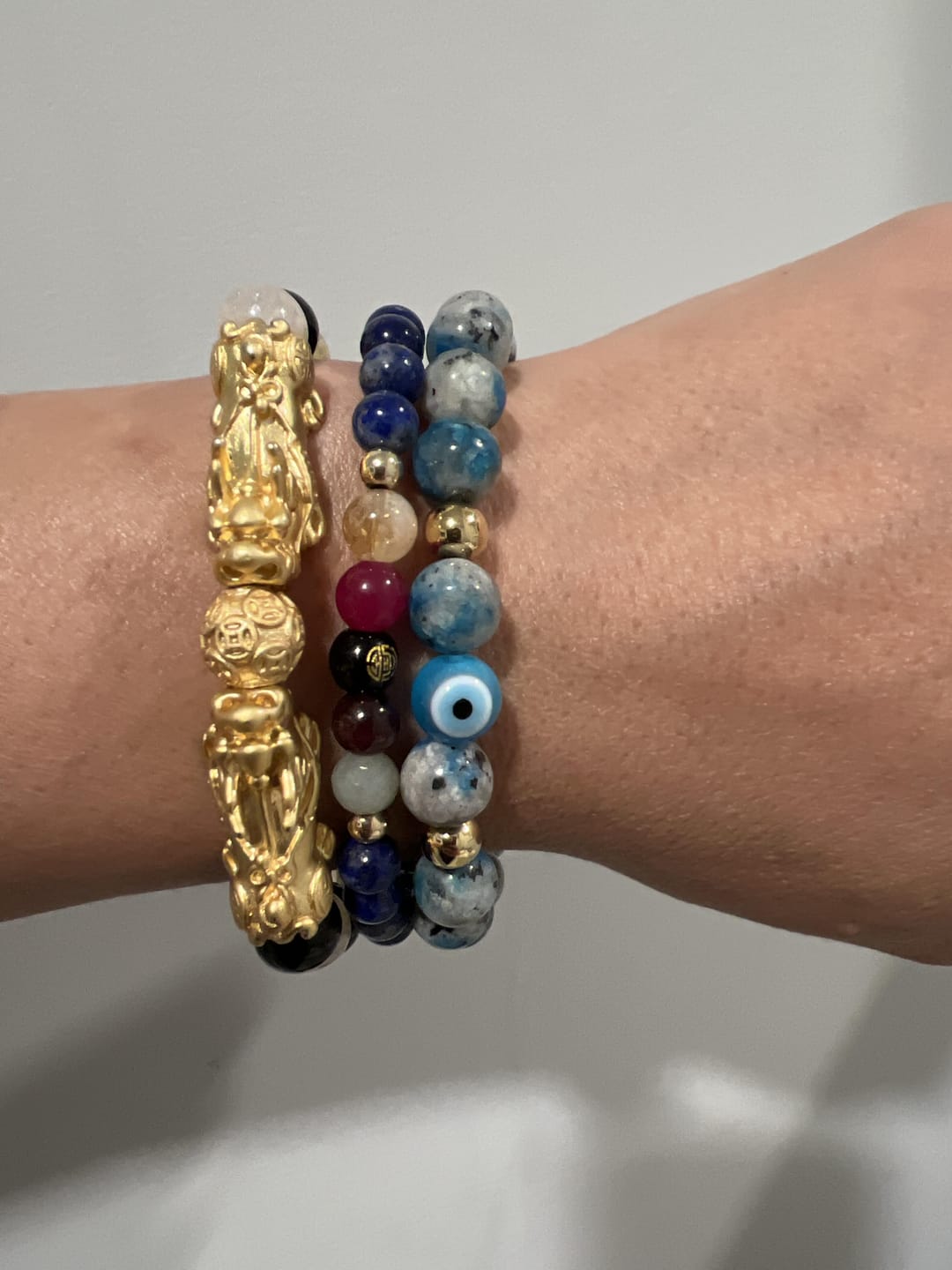 Customer photo review of Mega Wealth Lucky 7 Gemstone Bracelet With REAL Gold