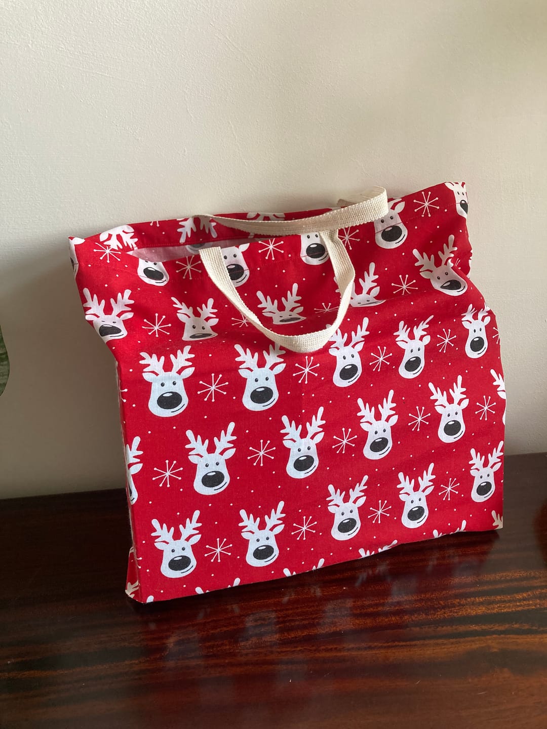 Customer photo review of White Reindeer Faces Polycotton Fabric
