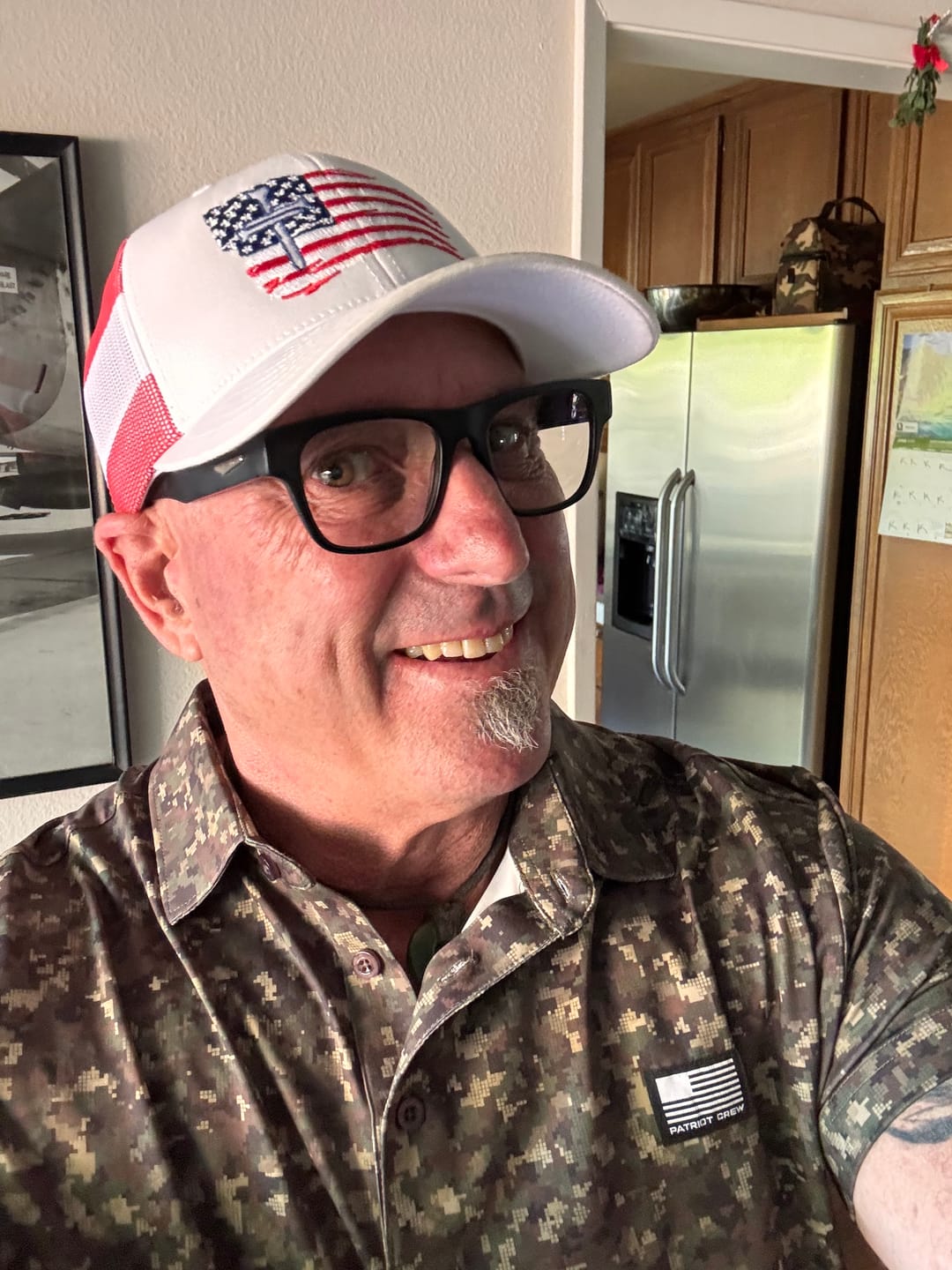 Customer photo review of Tattered US Flag Cross Camo Hats