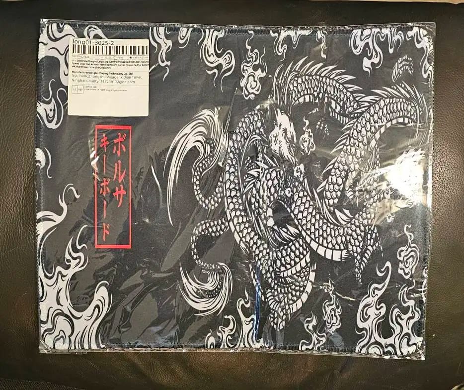 Customer photo review of Japanese Dragon Gaming Mouse Pad – Anime XXL Desk Mat