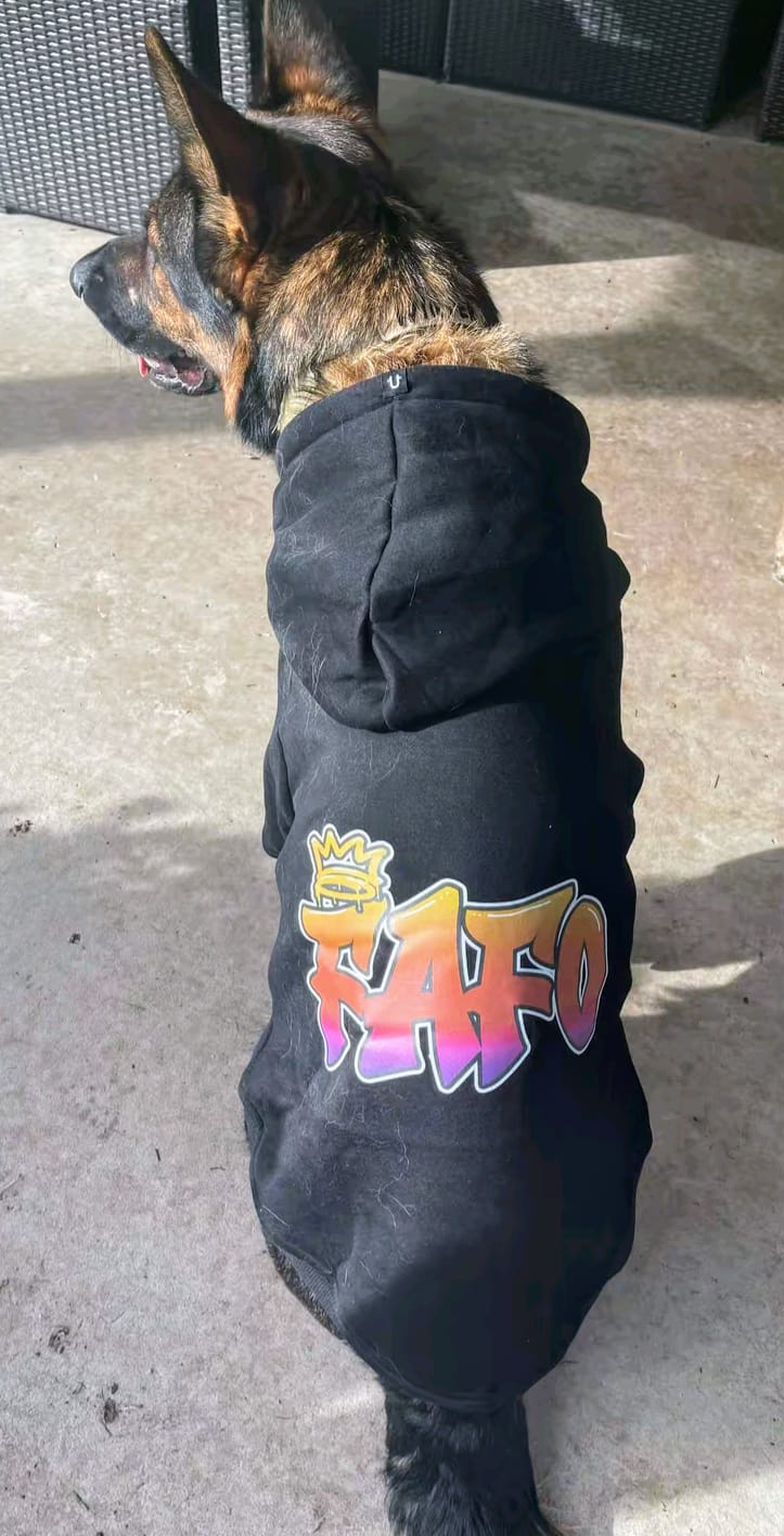 Customer photo review of In Da Hood Dog Hoodie