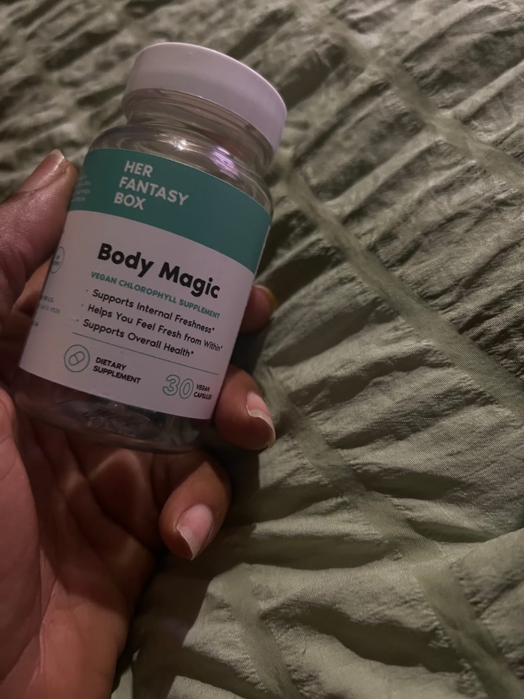 Customer photo review of Body Magic Chlorophyll Pill - For Body Odor, Detox & Skin