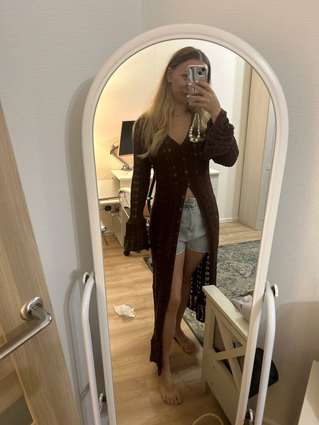 Customer photo review of Noelle Knitted Button-Front Cardigan