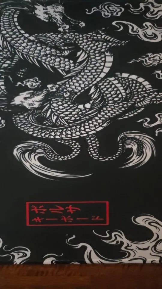 Customer photo review of Japanese Dragon Gaming Mouse Pad – Anime XXL Desk Mat