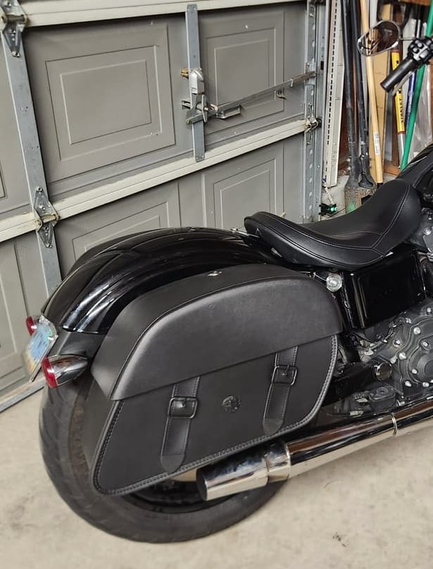Customer photo review of 32L - Baelor Large Hard Mount Shock Cutout Saddlebags for Harley Dyna Street Bob FXDB/I