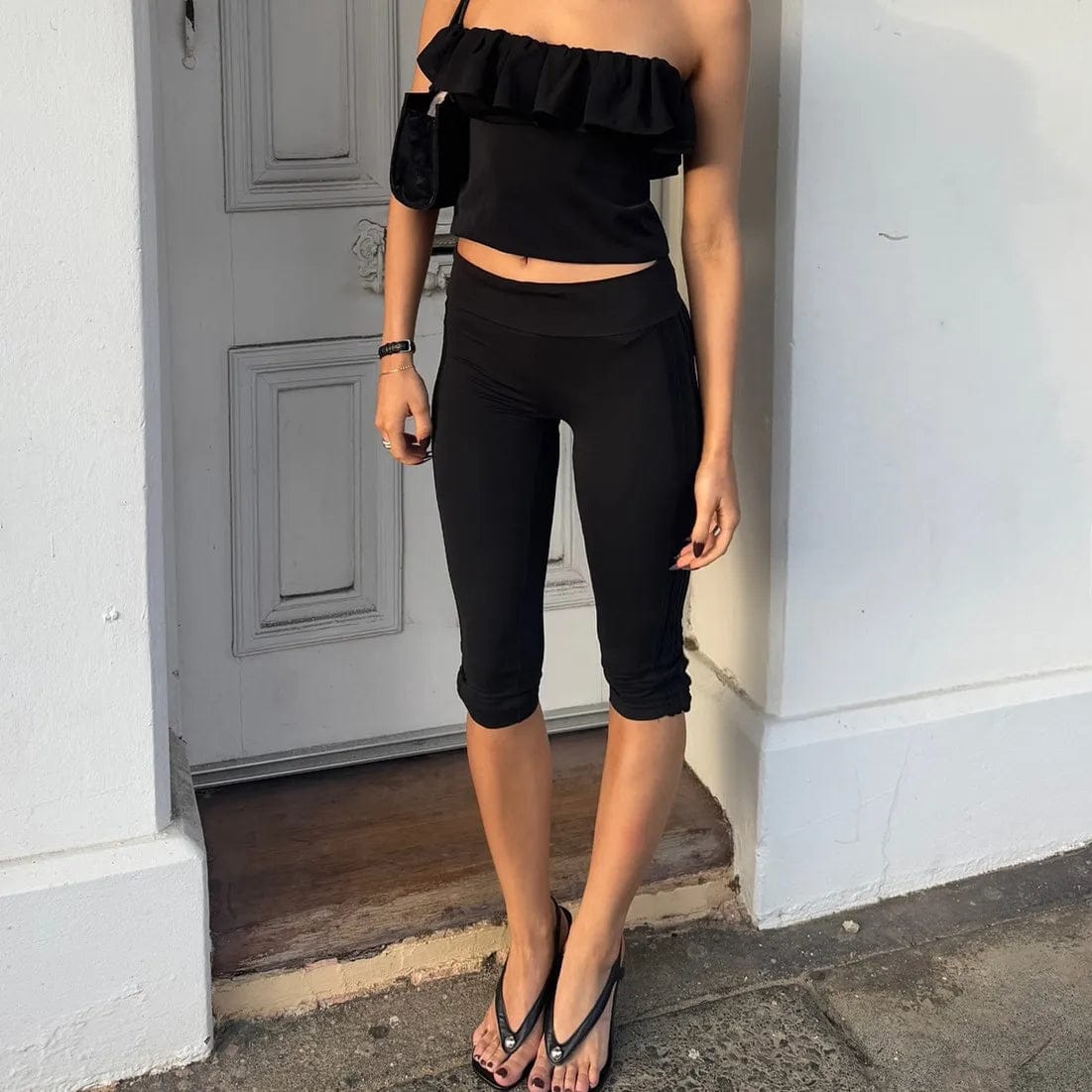 Customer photo review of Halia Split Hem Capri Leggings