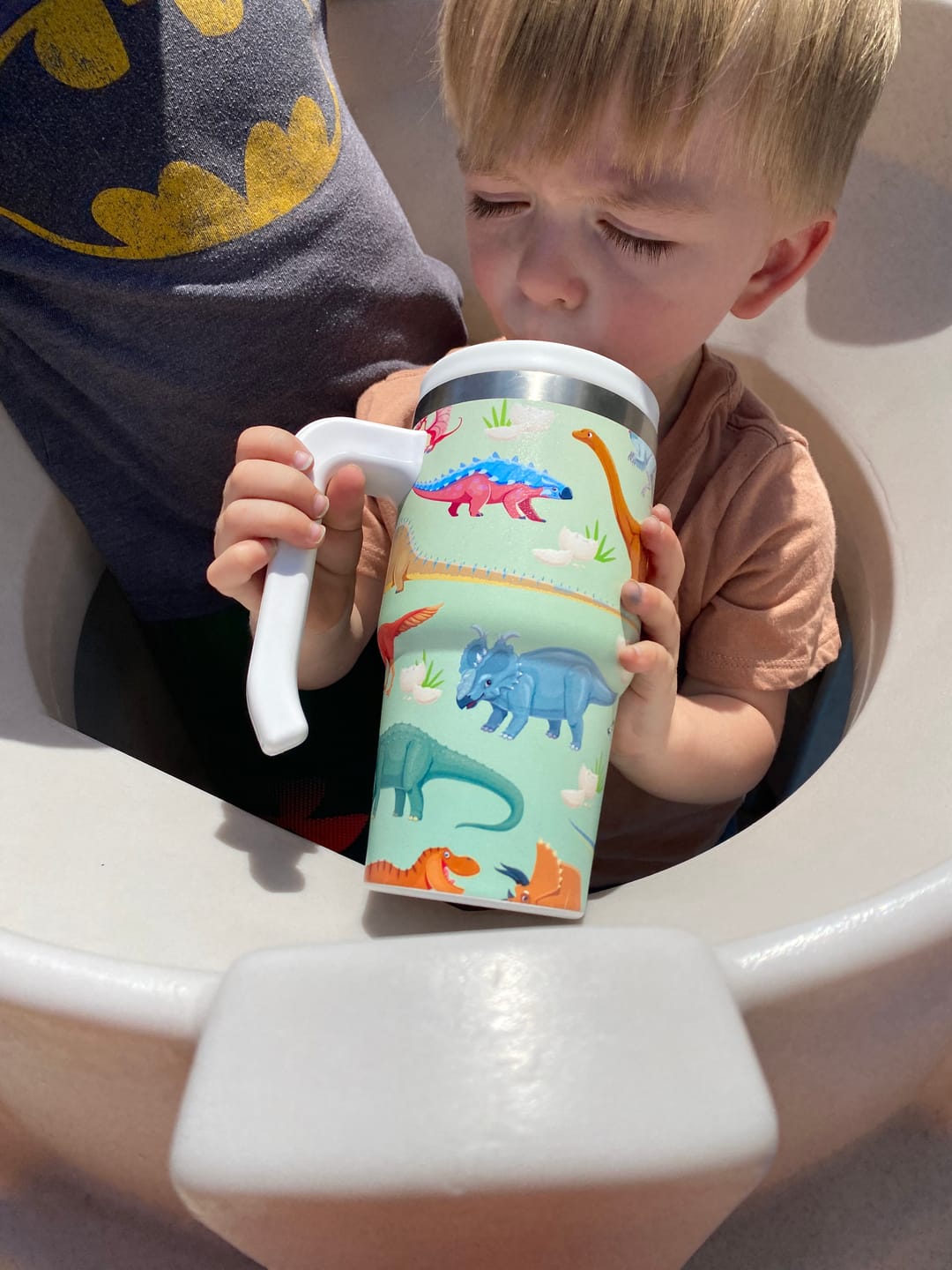 Customer photo review of DINOSAURS 3 Spill Proof Kids CREWCUP 20oz