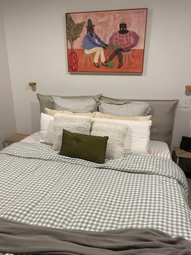 With a Friend · Framed Canvas Wall Art framed in a customer's home - verified photo review