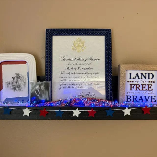 Customer photo review of Land of the Free Framed 4th of July Wooden Sign