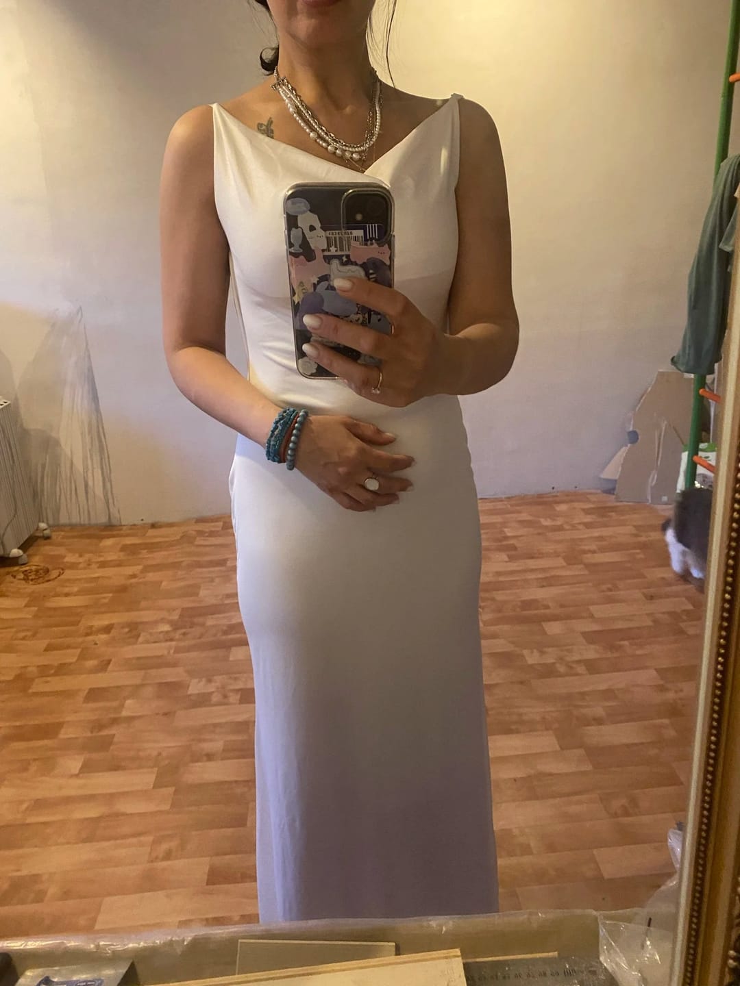 Customer photo review of Elin Silky Backless Maxi Dress