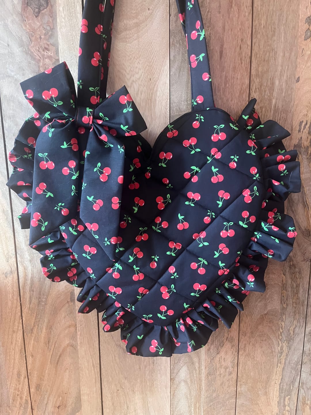 Customer photo review of Cherries and Leaves Polycotton Fabric