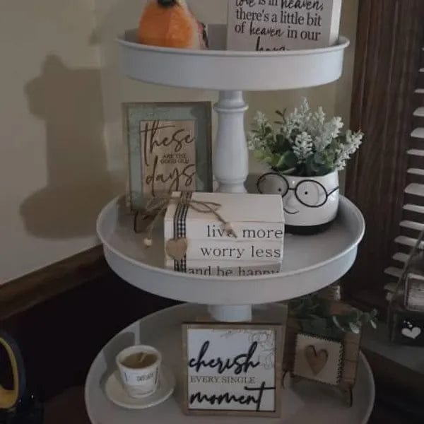 Customer photo review of Light Green Family & Home Tiered Tray Decor Bundle