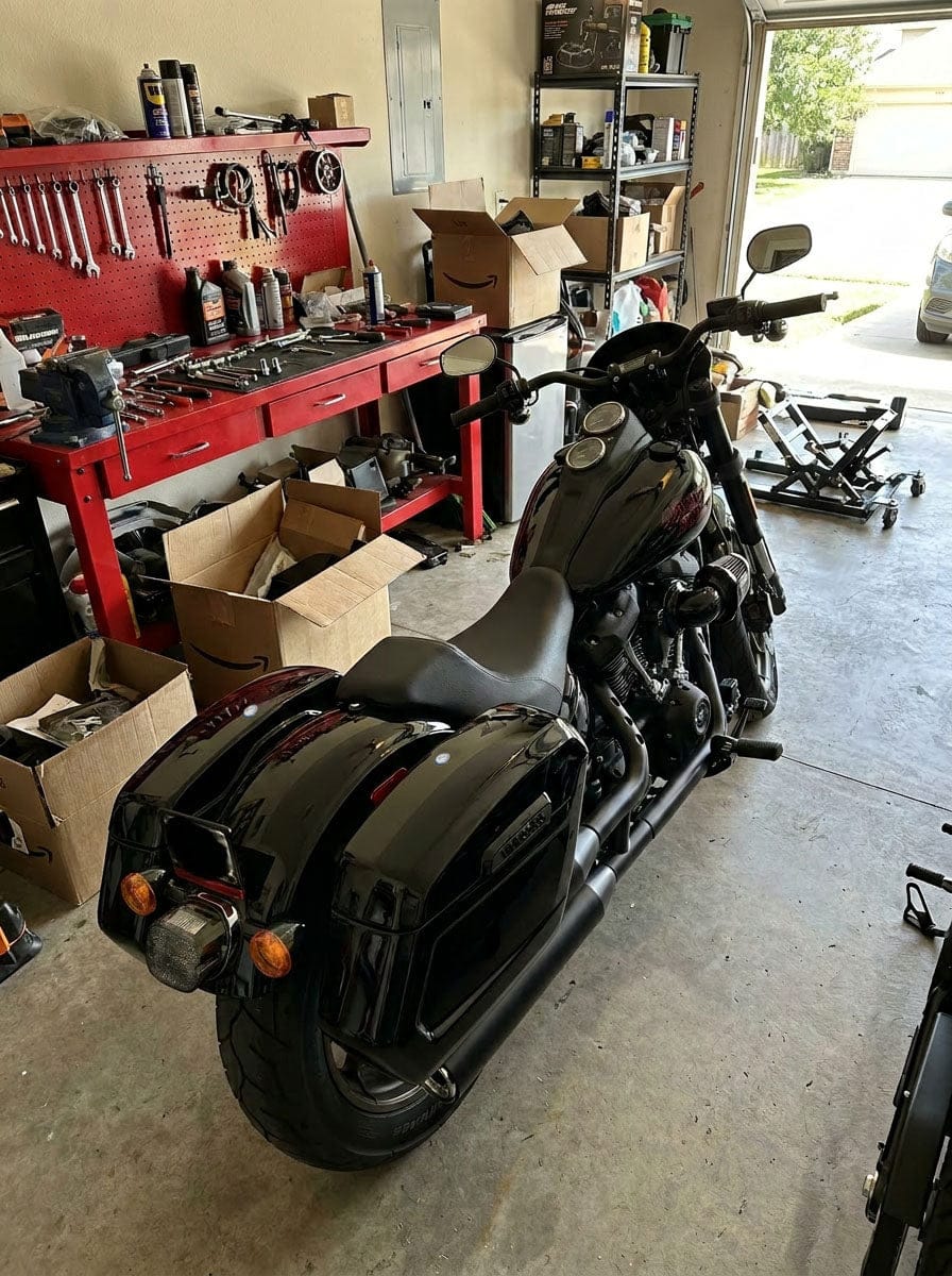 Customer photo review of 56L - Titan XL Chopped Saddlebags for 2025+ Harley Softail Low Rider S FXLRS