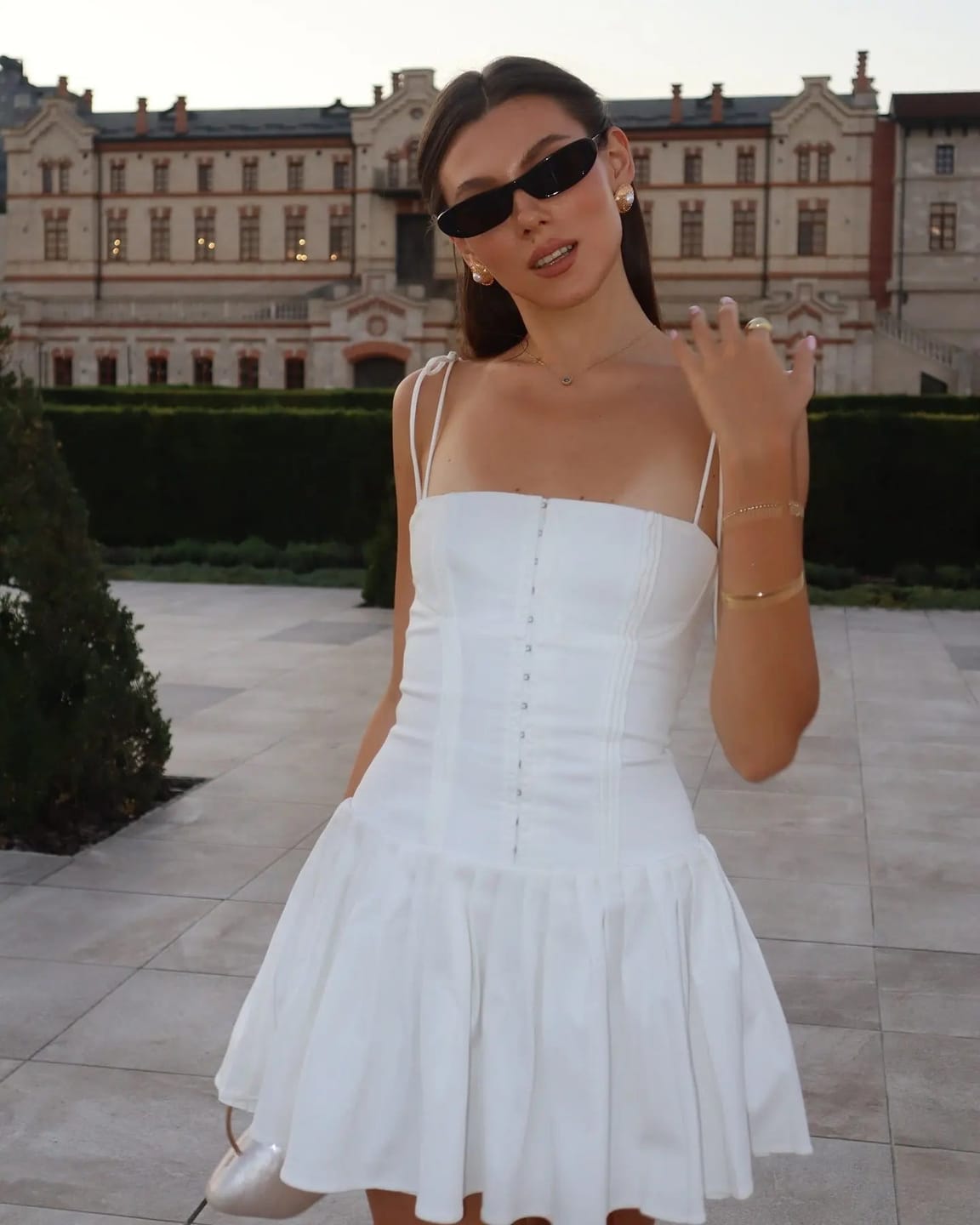 Customer photo review of Noemi Ruched Spaghetti Strap A-Line Dress