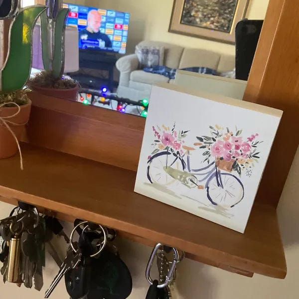Customer photo review of Spring Floral Bicycle Wood Block Sign
