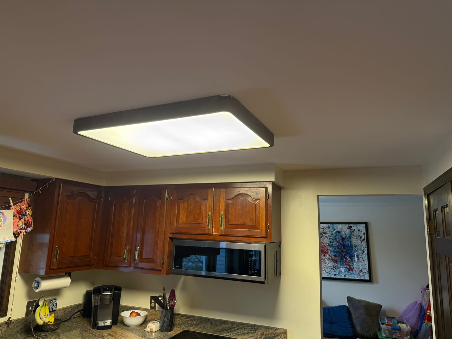 Customer photo review of Rectangle Walnut Dimmable LED Flush Mount Ceiling Light