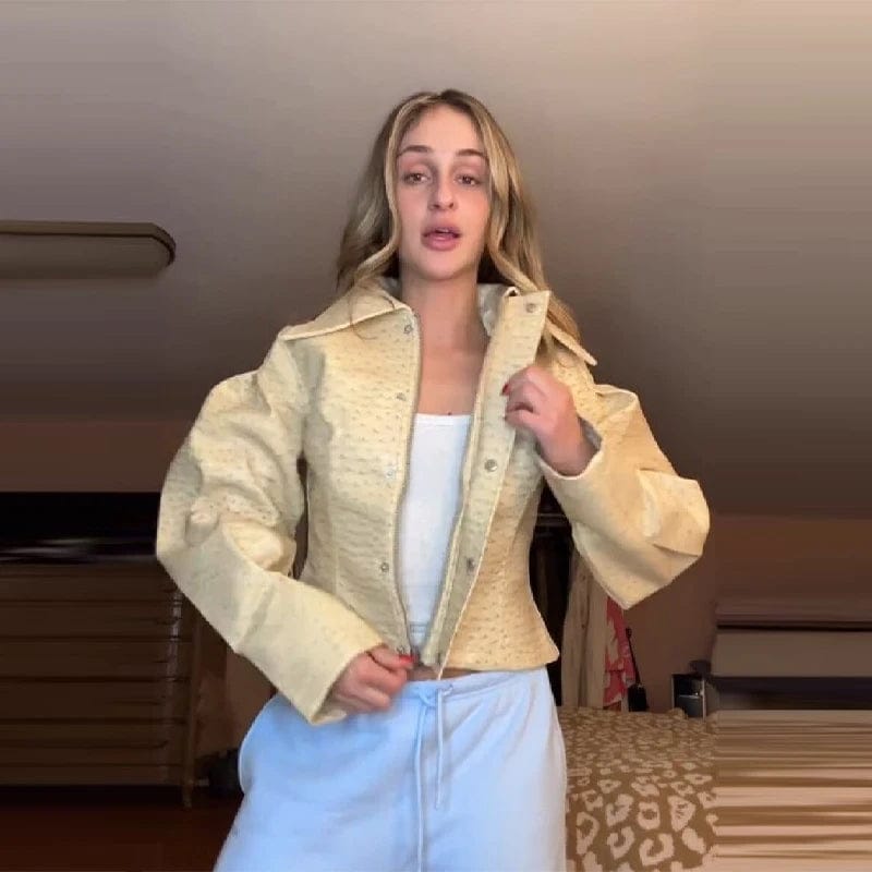 Customer photo review of Adarsha Ostrich Faux Leather Jacket