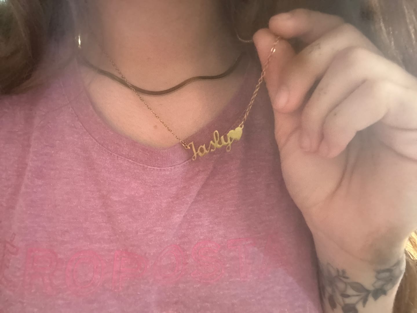 Customer photo review of Name Heart Necklace