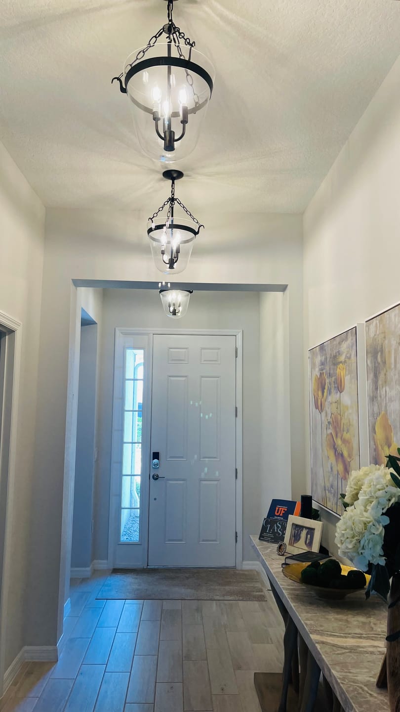 Customer photo review of 3-Light Clear Glass Bell Jar Lantern Pendant / Semi Flush
