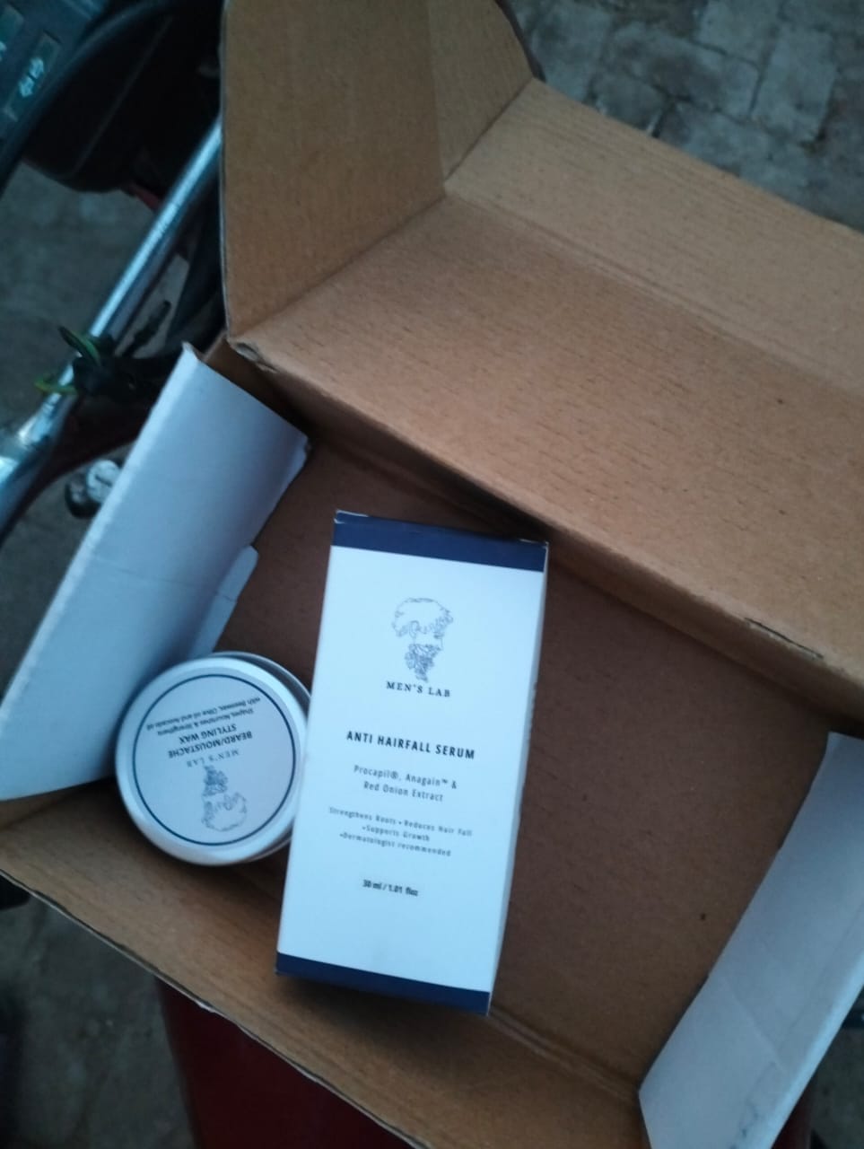 Customer photo review of Anti hairfall & beard care Bundle (Anti Hair Fall Serum + Beard/Moustache Wax)
