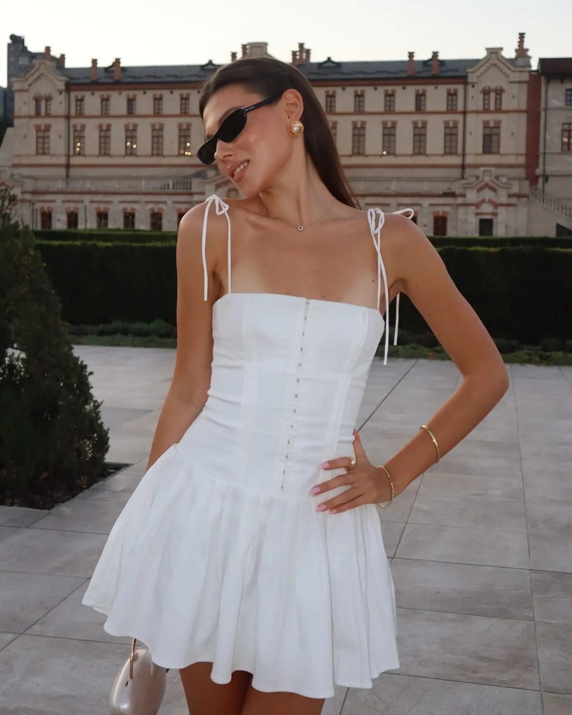 Customer photo review of Noemi Ruched Spaghetti Strap A-Line Dress