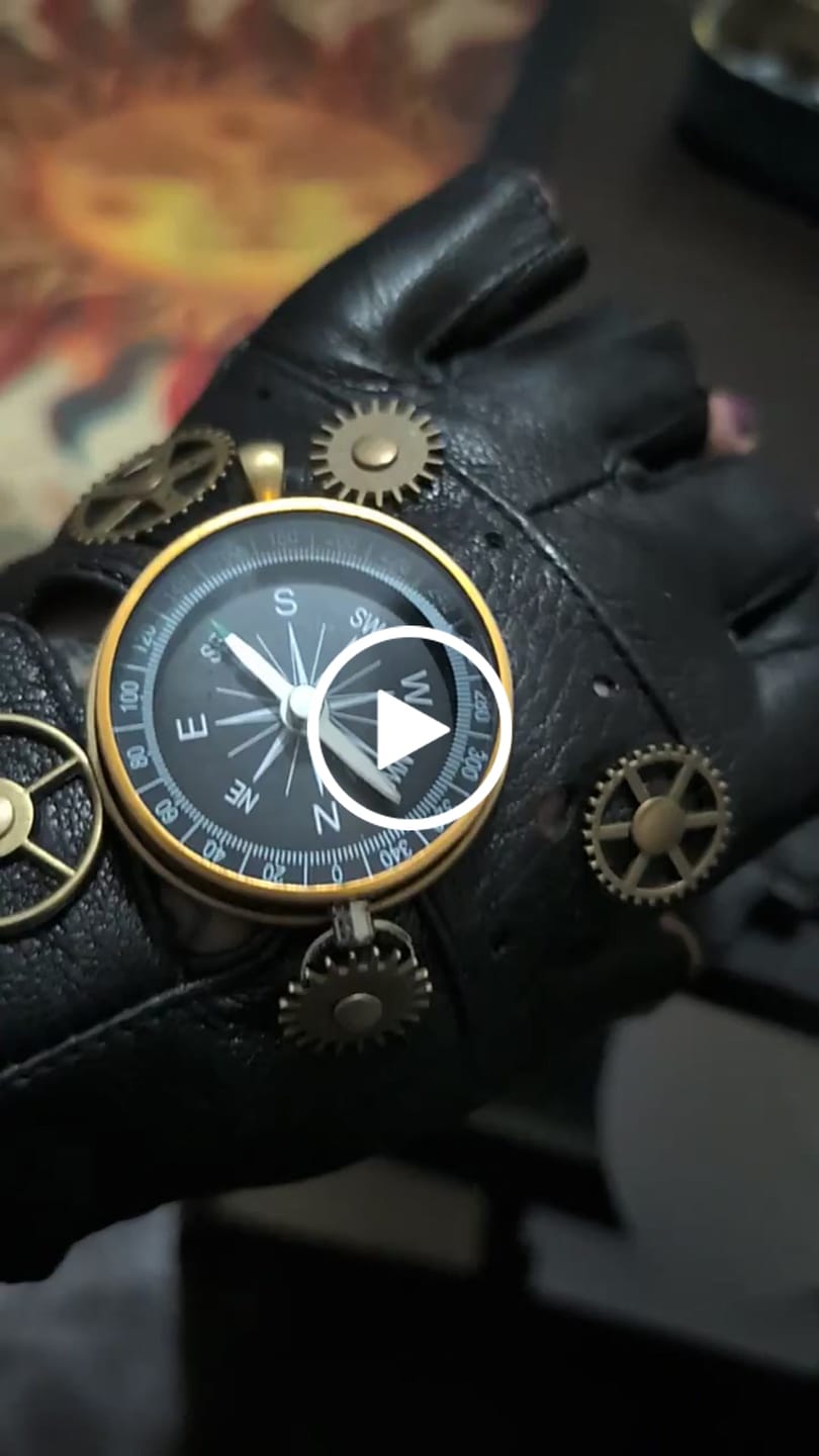 Customer video review of Steampunk compass gloves