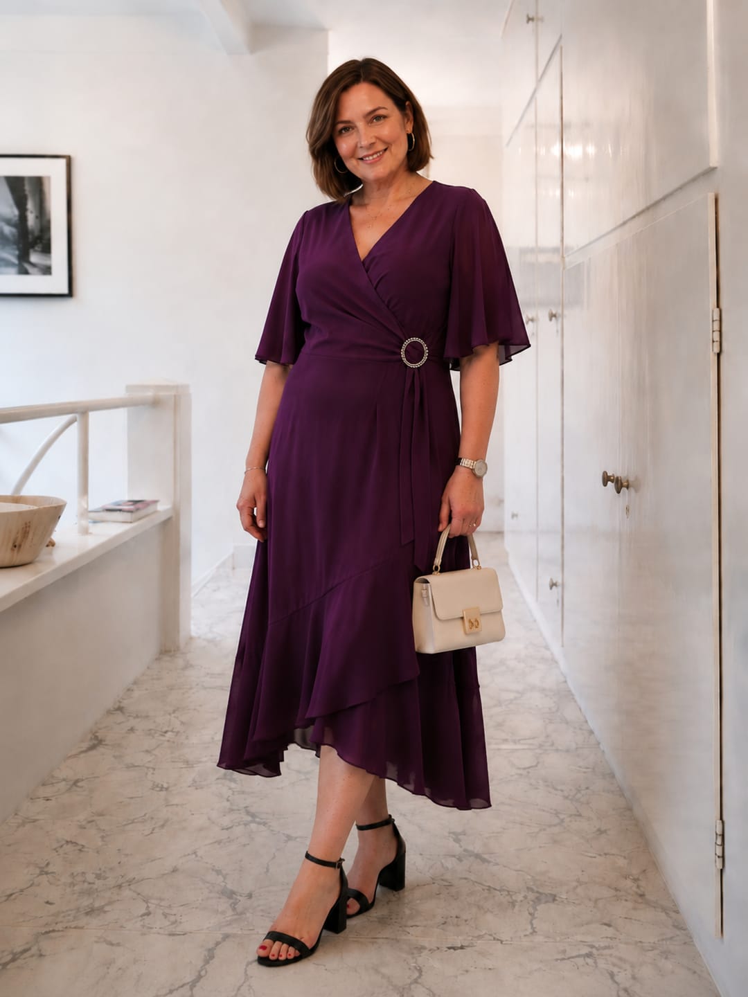 Customer photo review of Yeese Plus Size Women‘s Chiffon Dresses