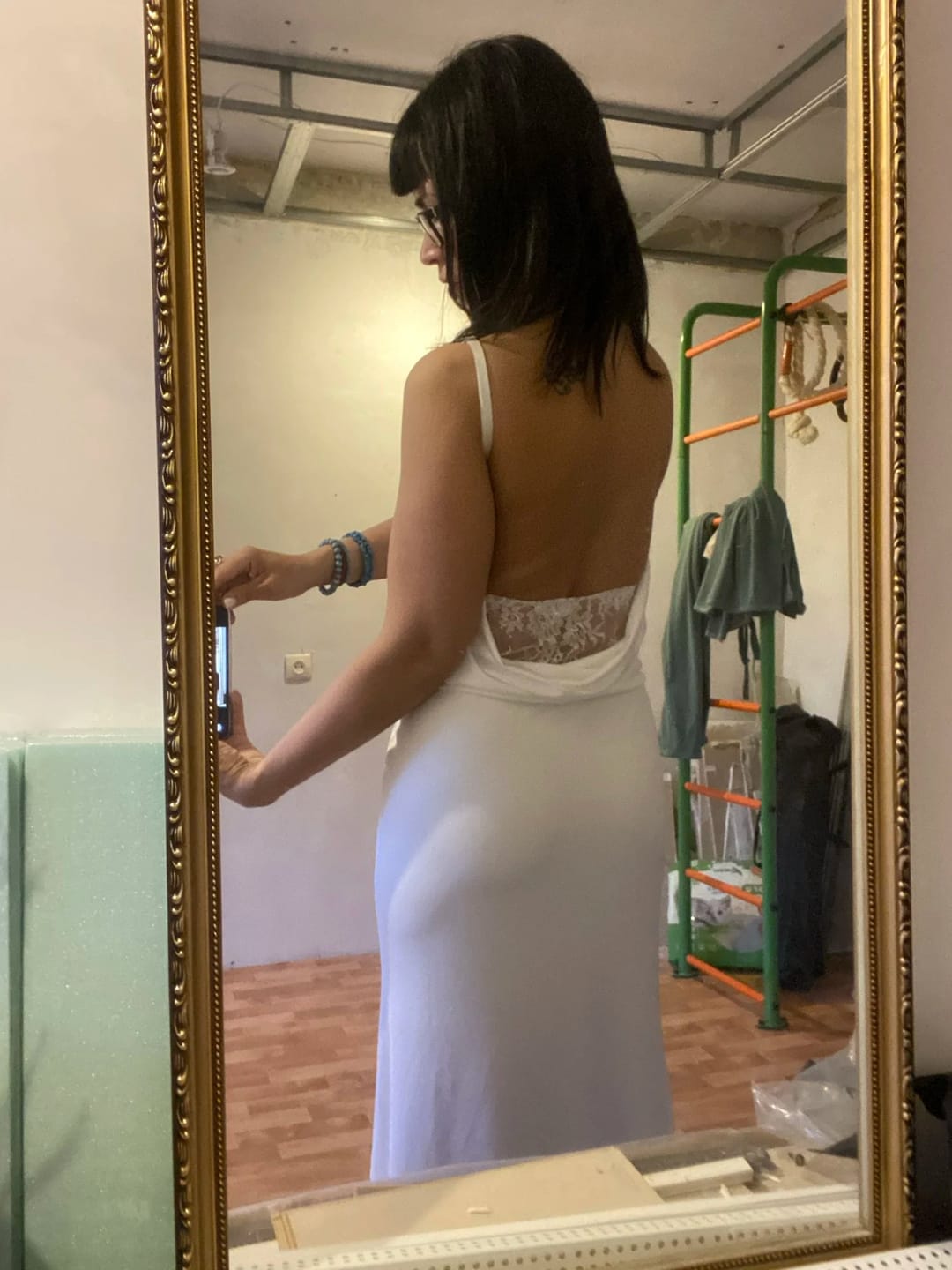 Customer photo review of Elin Silky Backless Maxi Dress