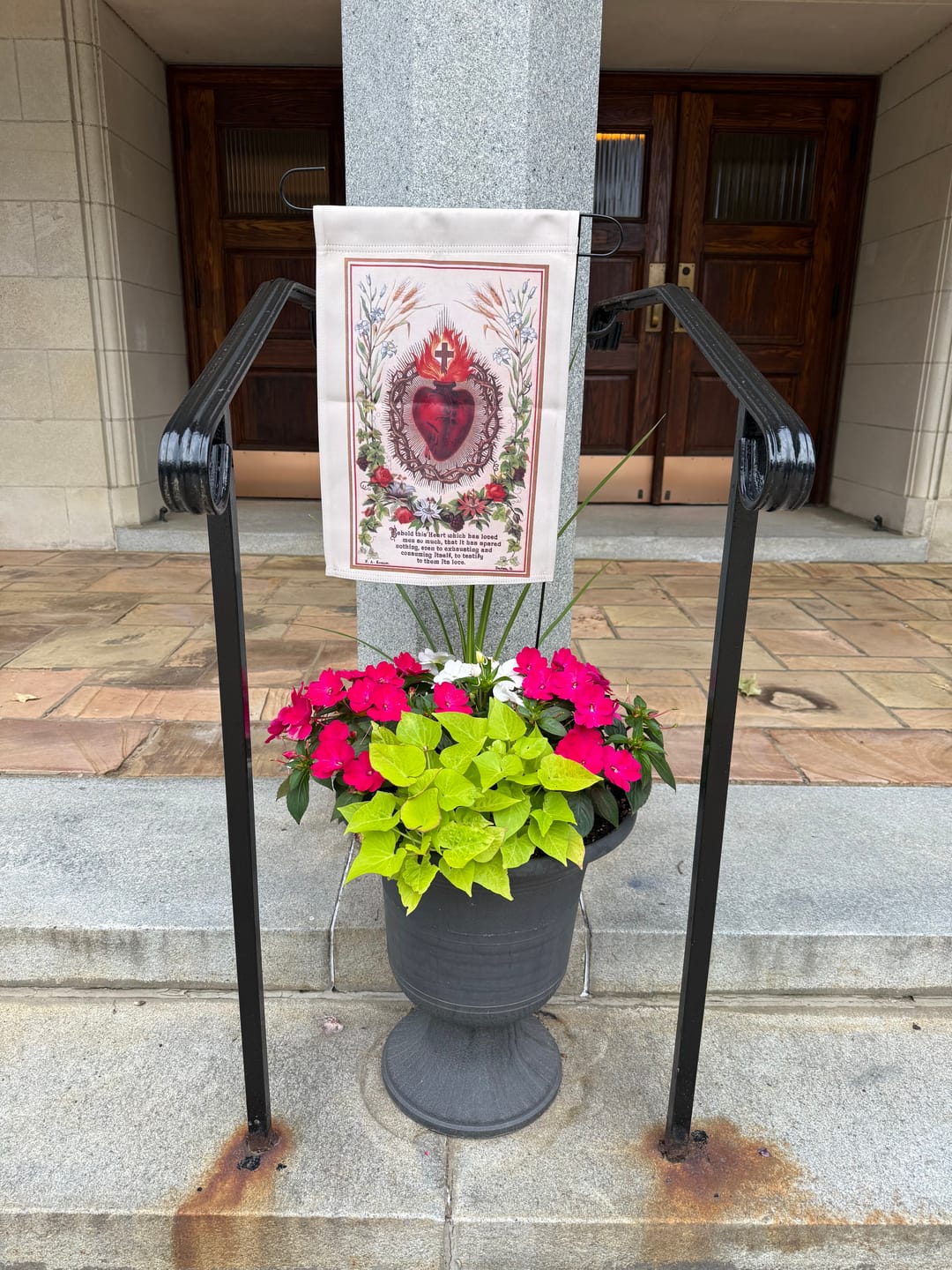 Customer photo review of Sacred Heart of Jesus Garden Flag - Free Shipping!