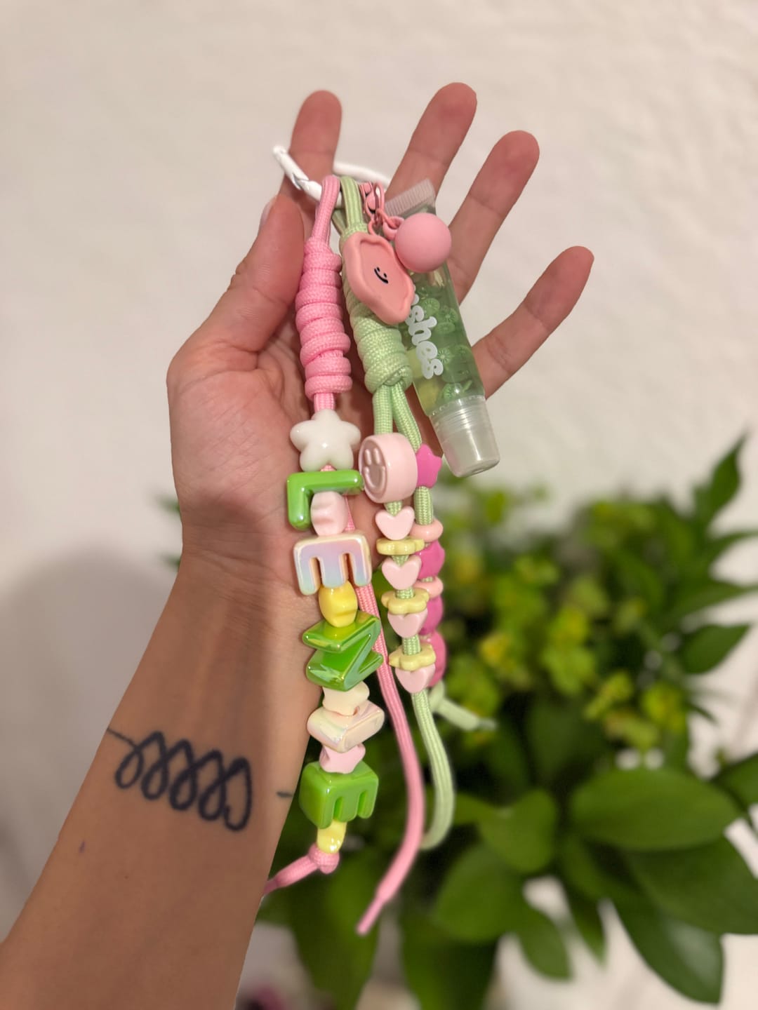 Customer photo review of Solushes Personalized Beaded Name Keychain