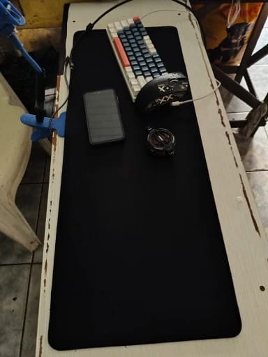 Customer photo review of XXL Black Desk Mat – Extended Non-Slip Mouse Pad for Gaming & Office