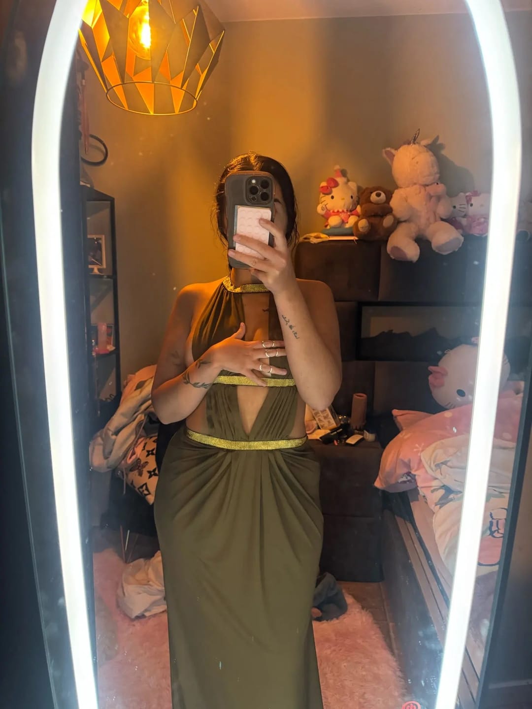 Customer photo review of Rafaela Sequin Halter Maxi Evening Dress