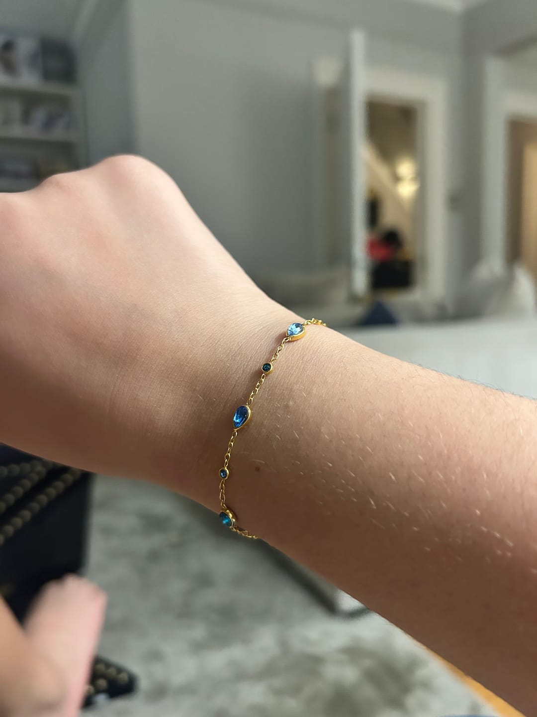 Customer photo review of The Beatrice Blue Gold Bracelet