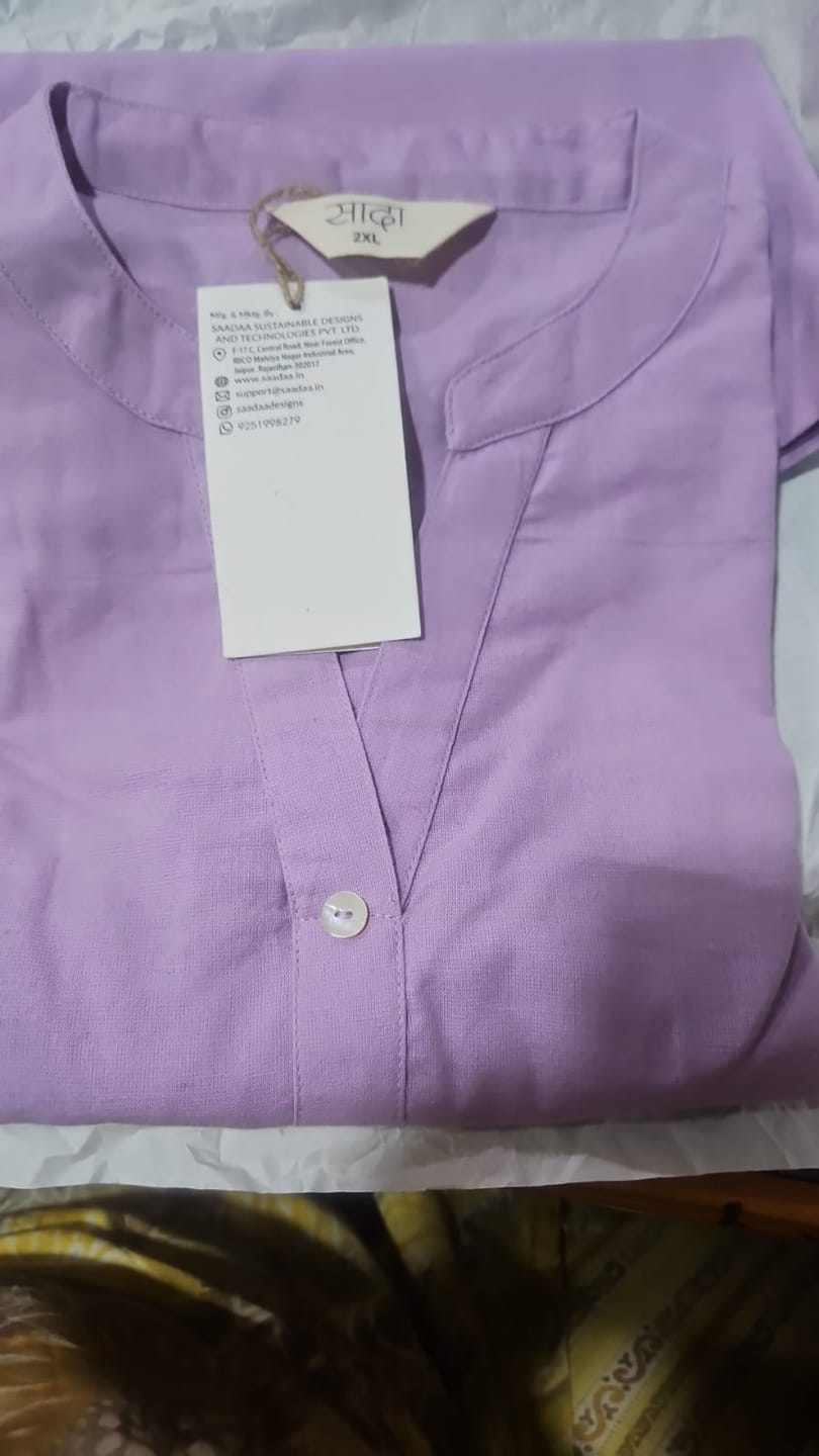 Customer photo review of Women Lilac Airy Linen Short Kurta
