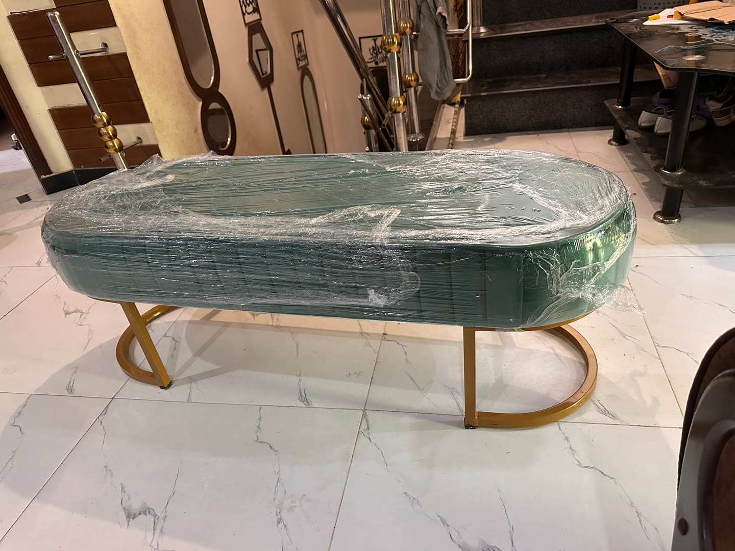 Customer photo review of Luxury 3 Seater Bedroom Steel Stool -984