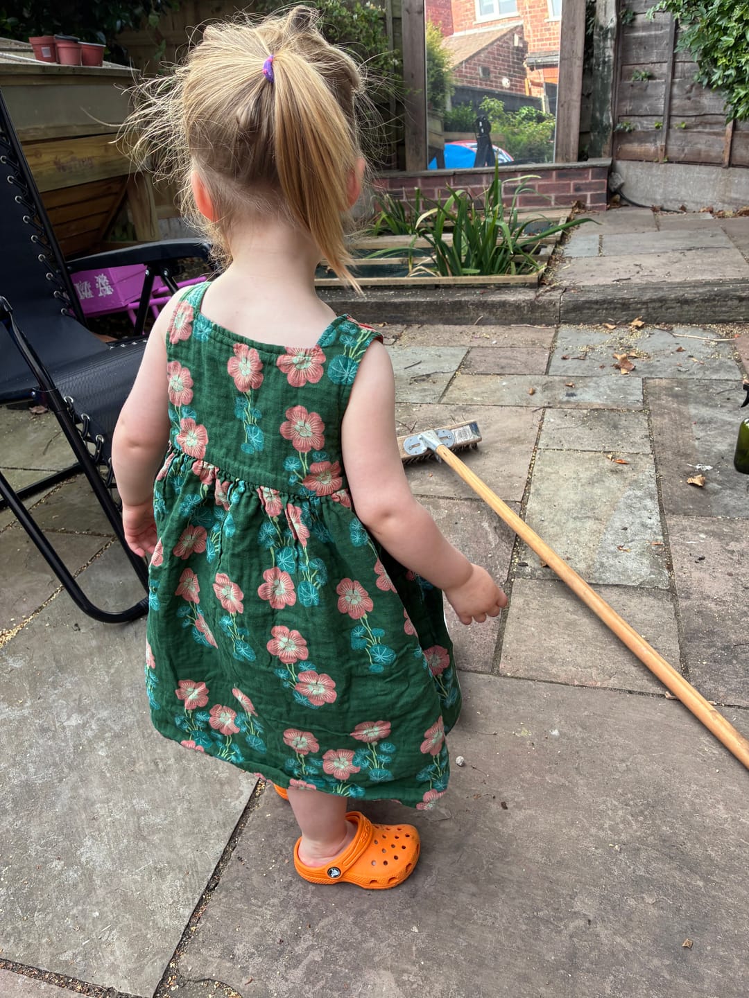 Customer photo review of Orange Blooms Reversible Pinny Dress