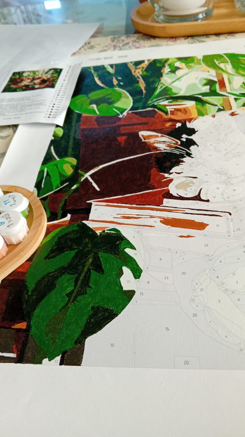 Customer photo review of Sleeping Cat at the Window | Paint by Number