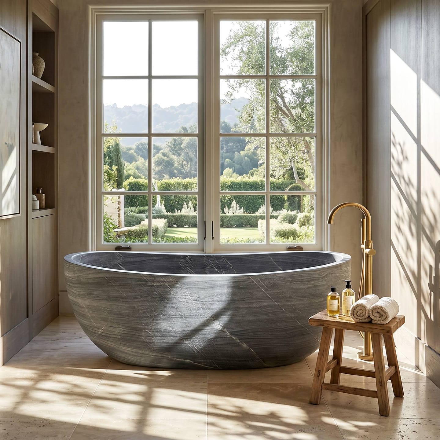 Customer photo review of Elite Marble Vein Free Standing Bathtub Soaking Tub ET-M-O06