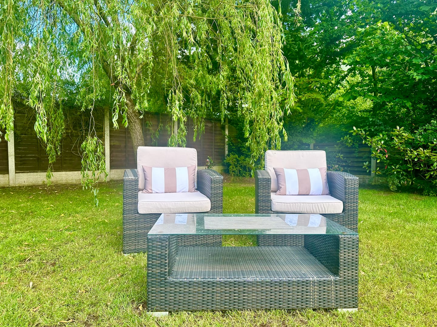 Customer photo review of Outdoor Garden Waterproof Rectangle Cushion - 3 Stripes