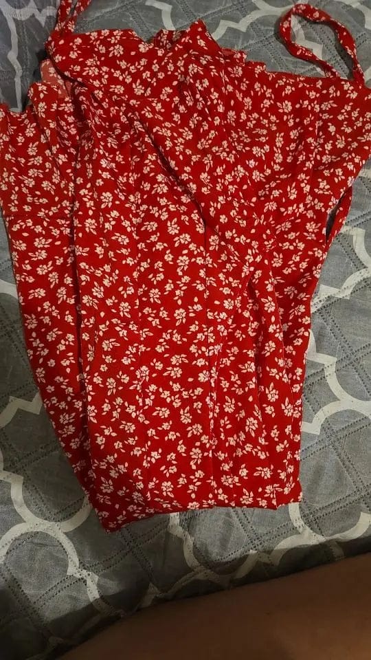 Customer photo review of Celeste Floral V-Neck A-Line Mini Dress