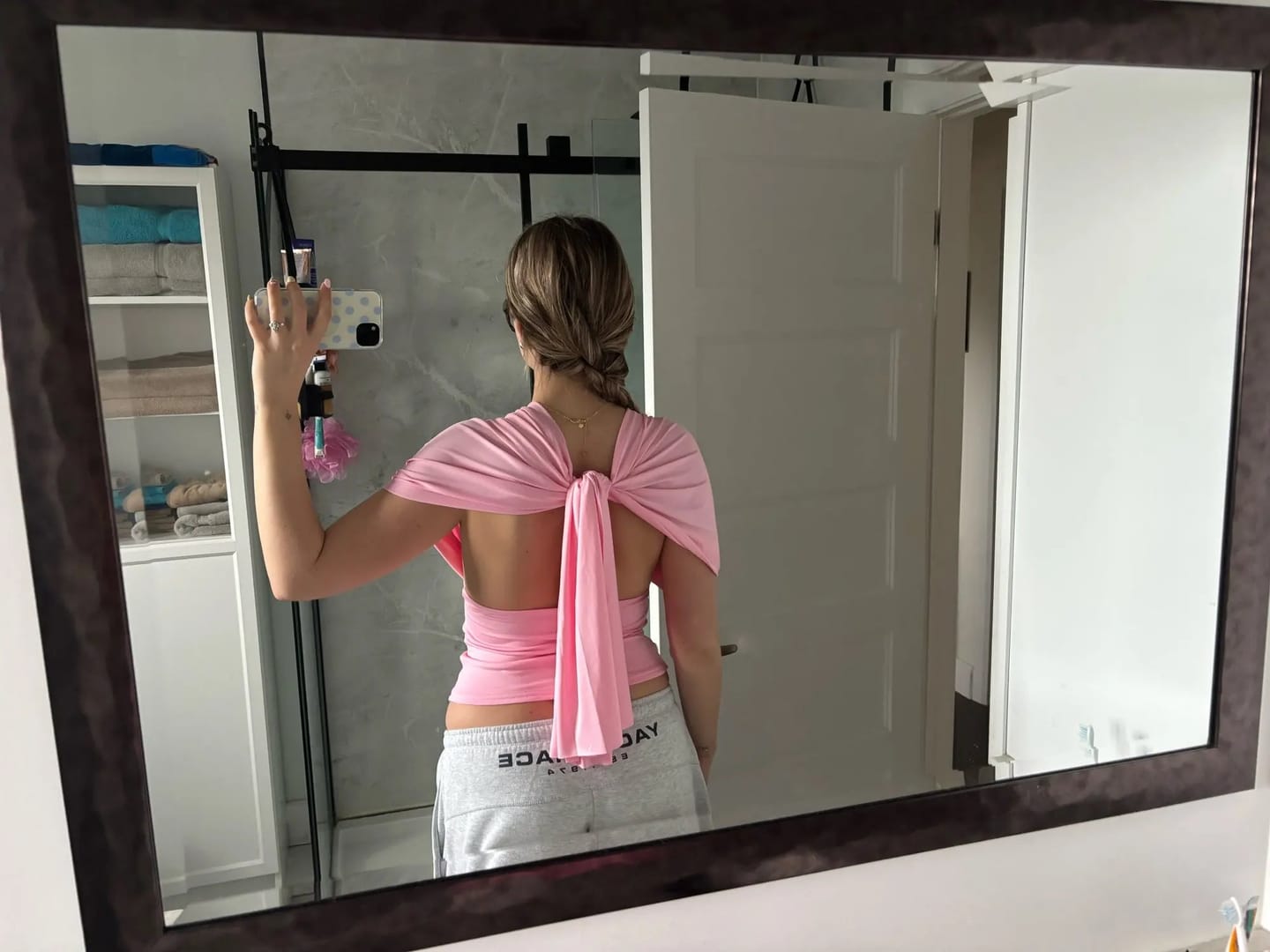 Customer photo review of Emiliana Lace-Up Crop Tank Top
