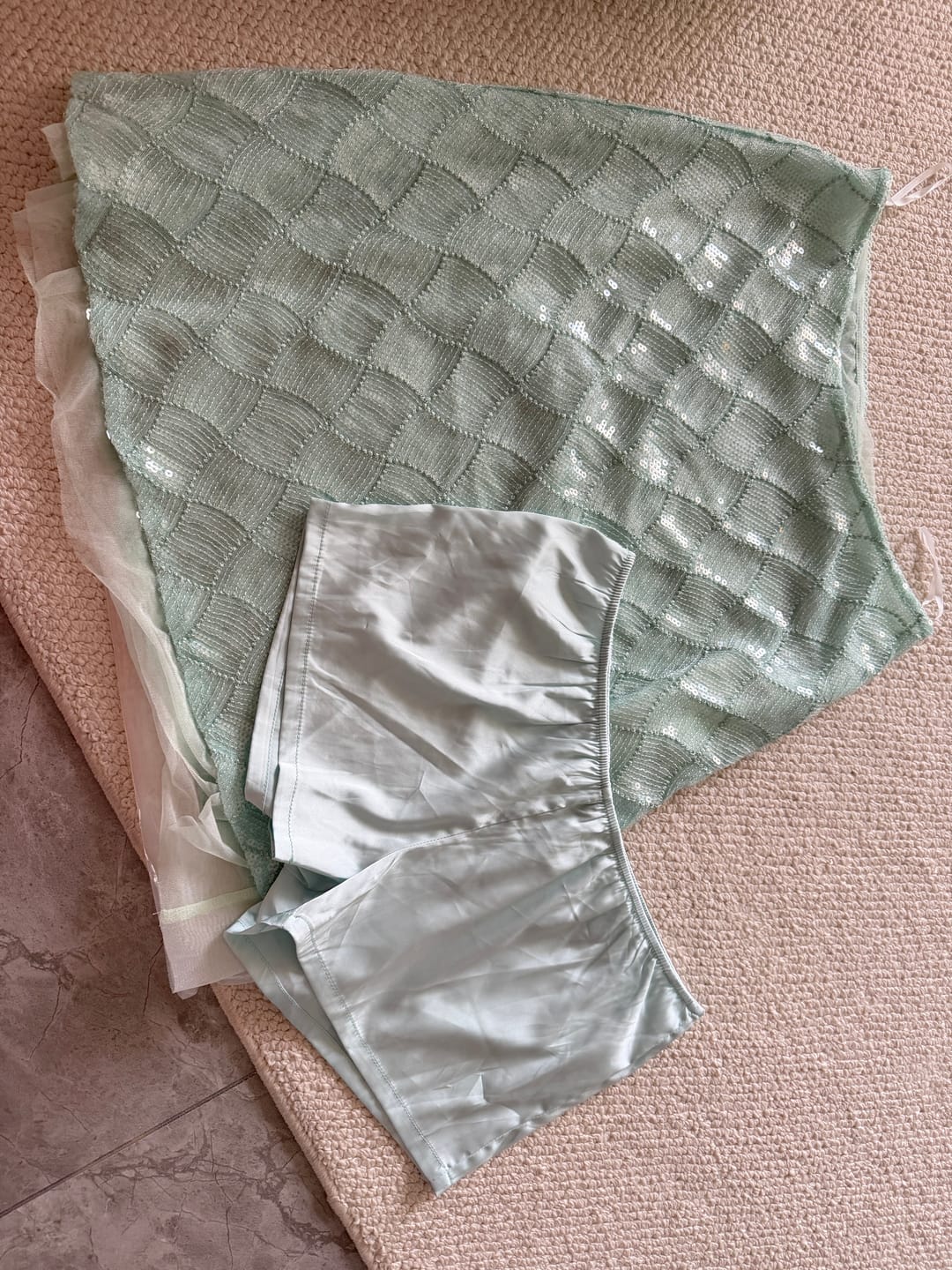 Customer photo review of ROVENTE Mint Sheer Sequin Mesh Midi Skirt