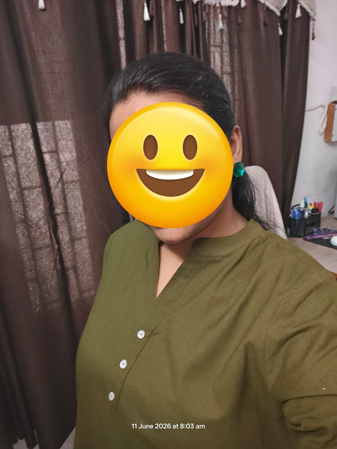 Customer photo review of Women Olive Green Airy Linen Long Kurta