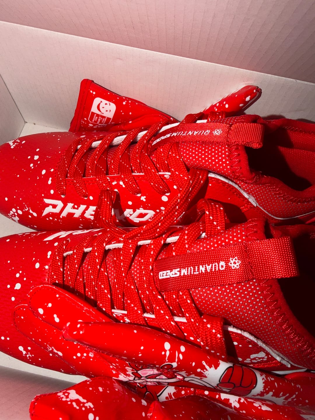 Customer photo review of Kool-Aid 'Cherry' Football Cleats - Quantum Speed by Phenom Elite