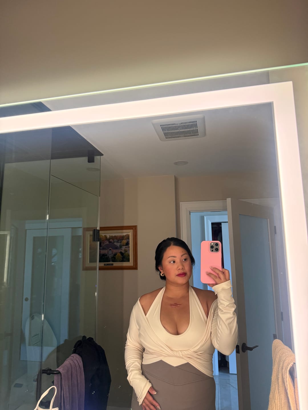 Customer photo review of The Wrap Top / Cream