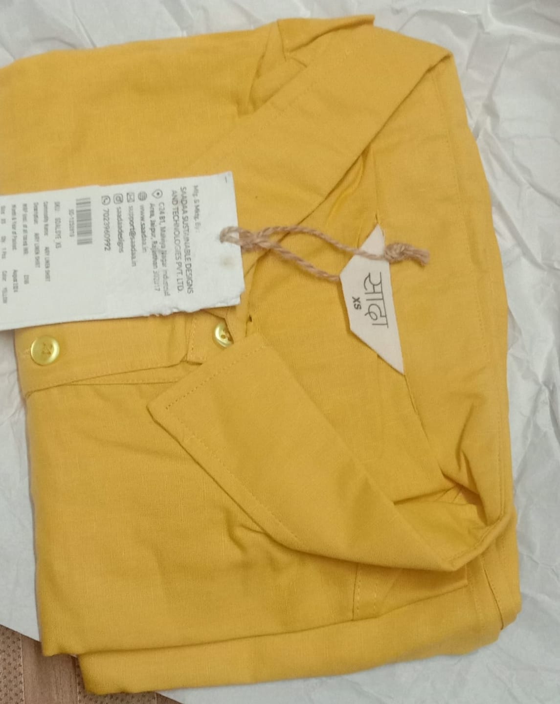 Customer photo review of Women Yellow Airy-Linen Shirt