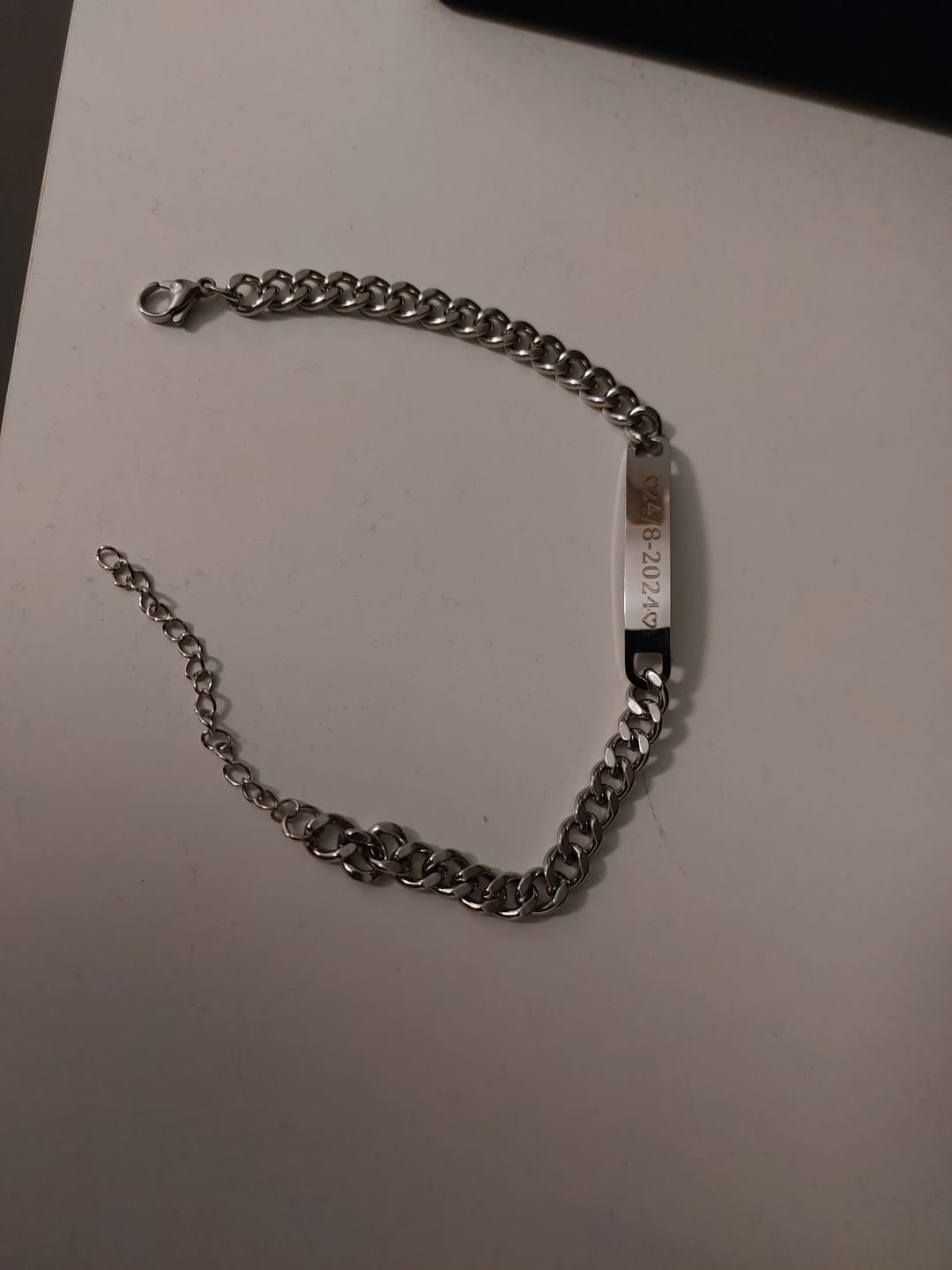 Customer photo review of Large Engraved Bracelet