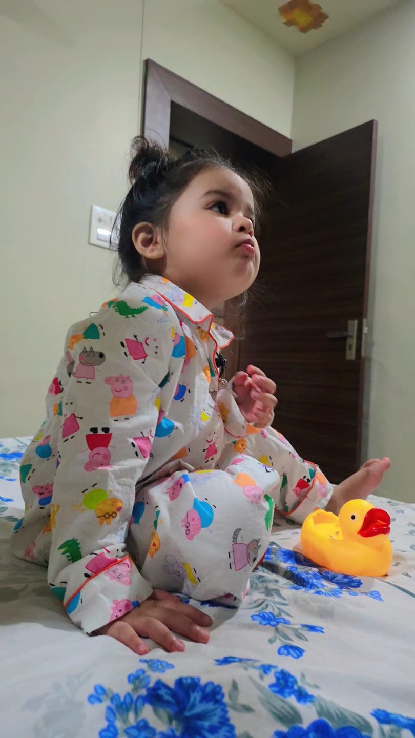 Customer photo review of White Doodle Peppa Pig Night Suit